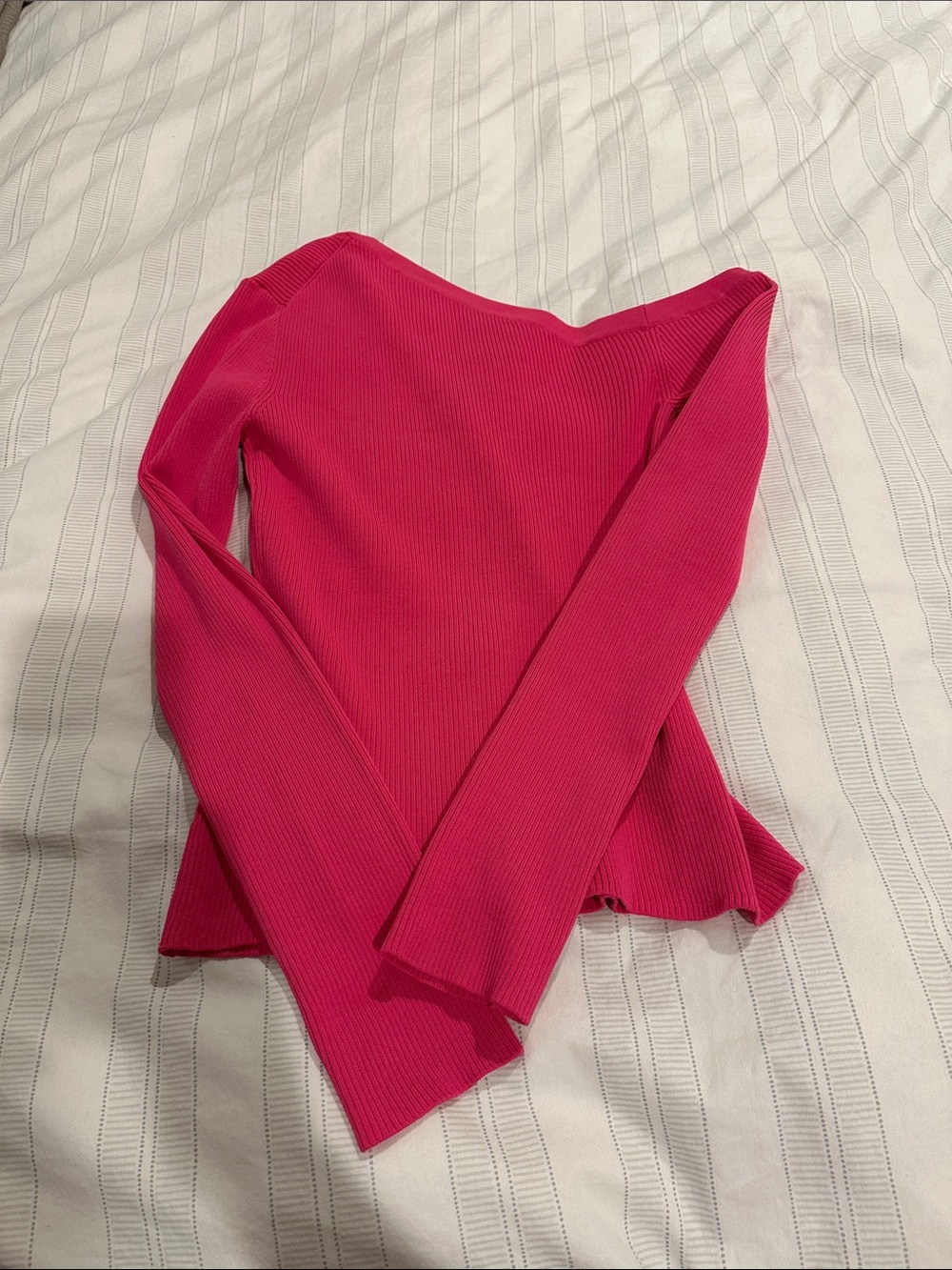 STAUD Hot Pink Ribbed Button-Front Cardigan - Picture 4 of 5